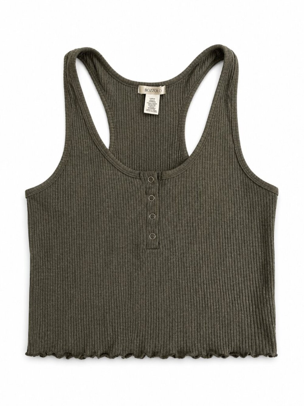 Bozzolo Ribbed Racerback Tank Top Olive Green Size Large